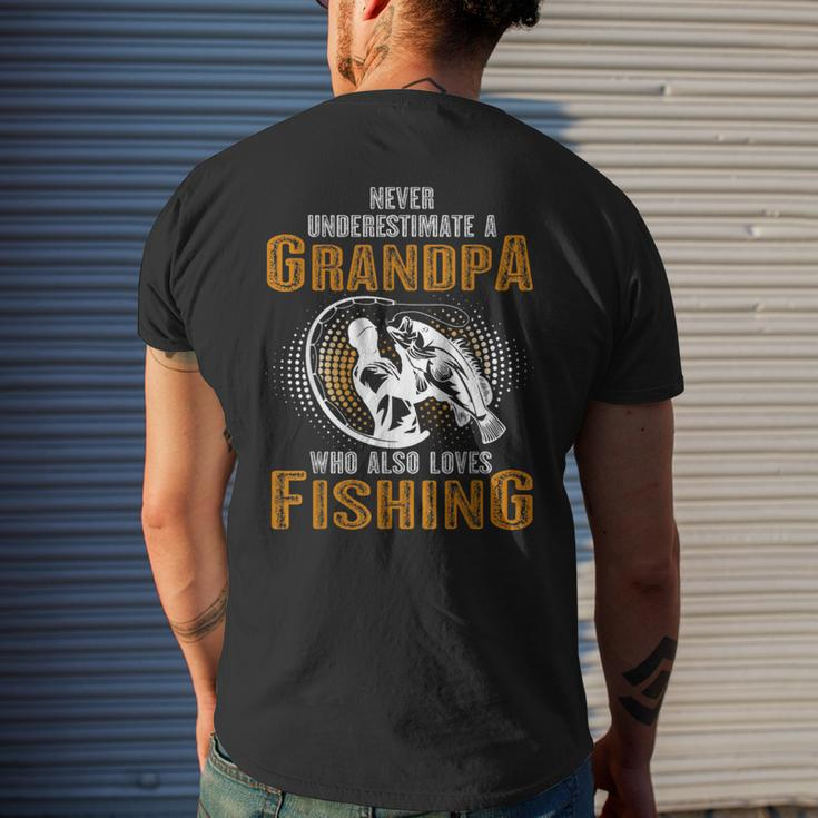 Never Underestimate Grandpa Who Is Also Loves Fishing Men's T-shirt Back Print Gifts for Him