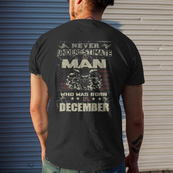 Never Underestimate A Man Who Was Born In December Men's T-shirt Back Print Gifts for Him