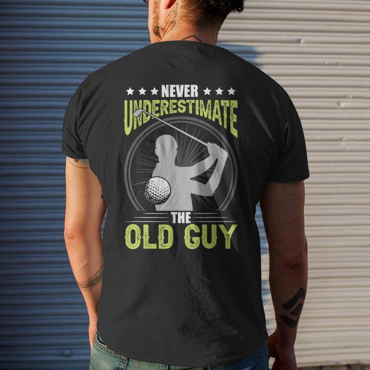 Never Underestimate The Old Guy Golf Golfing Men's T-shirt Back Print Gifts for Him