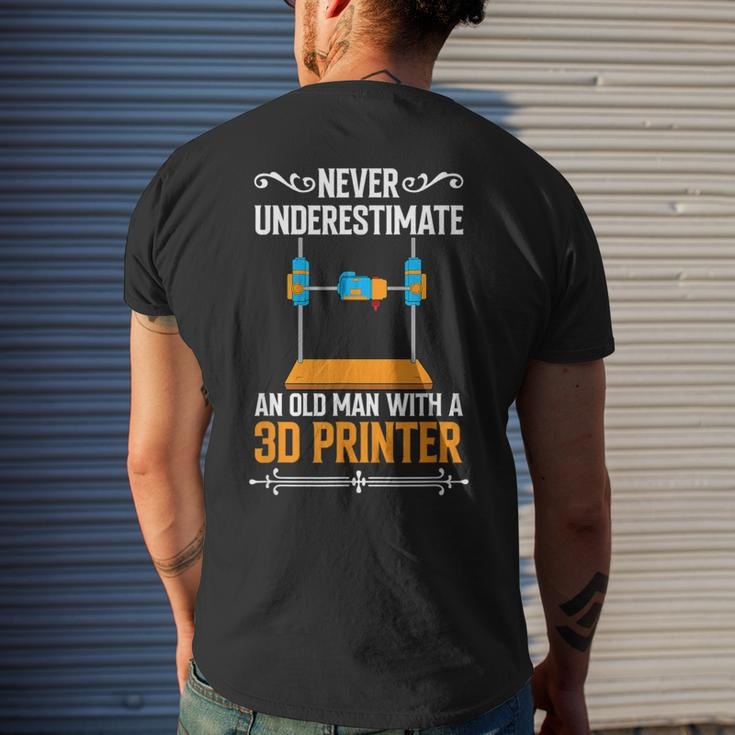 Never Underestimate An Old Man With A 3D Printer Men's T-shirt Back Print Gifts for Him
