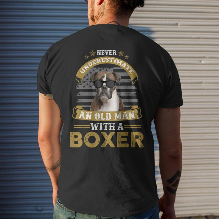 Never Underestimate An Old Man With A Boxer Dog Dad Men's T-shirt Back Print Gifts for Him