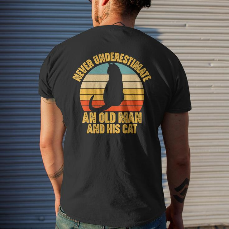 Never Underestimate An Old Man And His Cat Lover Men's T-shirt Back Print Gifts for Him