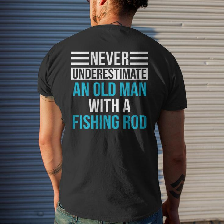 Never Underestimate An Old Man Fishing Men's T-shirt Back Print Gifts for Him
