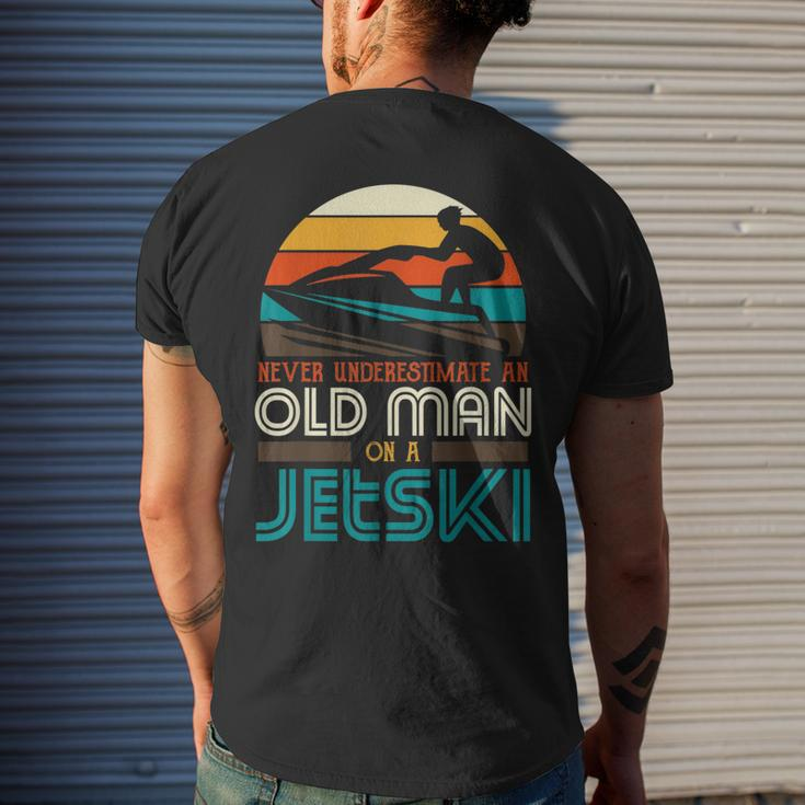 Never Underestimate An Old Man On A Jetski Grandpa Dad Men's T-shirt Back Print Gifts for Him