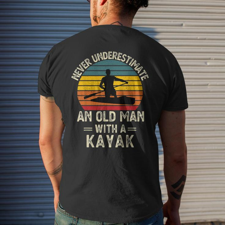 Never Underestimate An Old Man With A Kayak Present Dad Men's T-shirt Back Print Gifts for Him