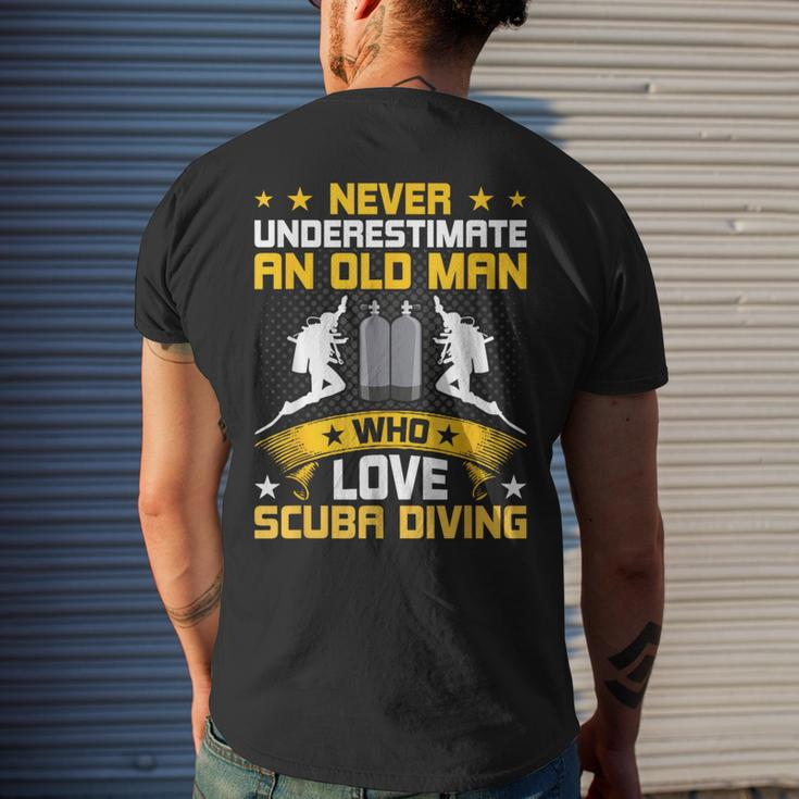 Never Underestimate Old Man Love Scuba Diving Men's T-shirt Back Print Gifts for Him