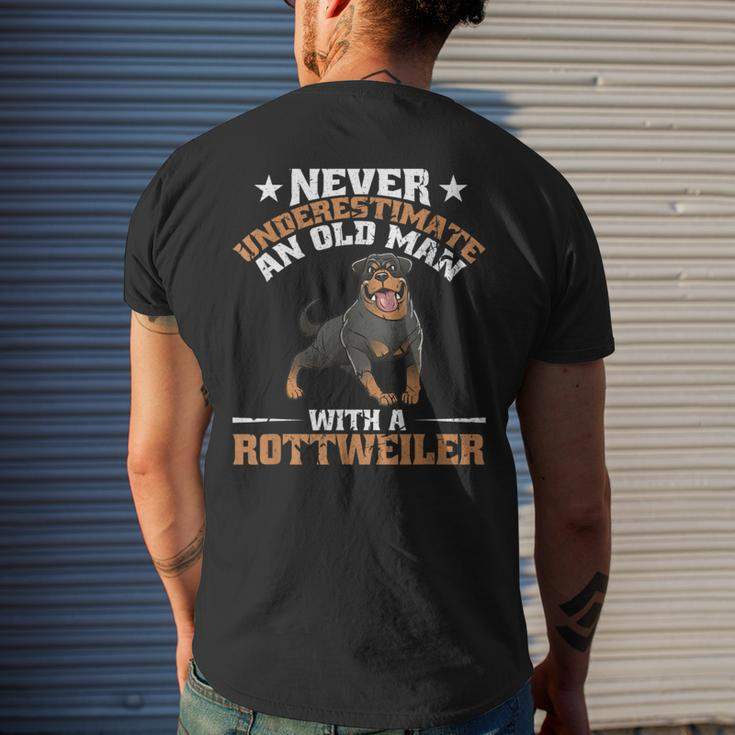 Never Underestimate An Old Man With A Rottweiler Dog Dad Men's T-shirt Back Print Gifts for Him