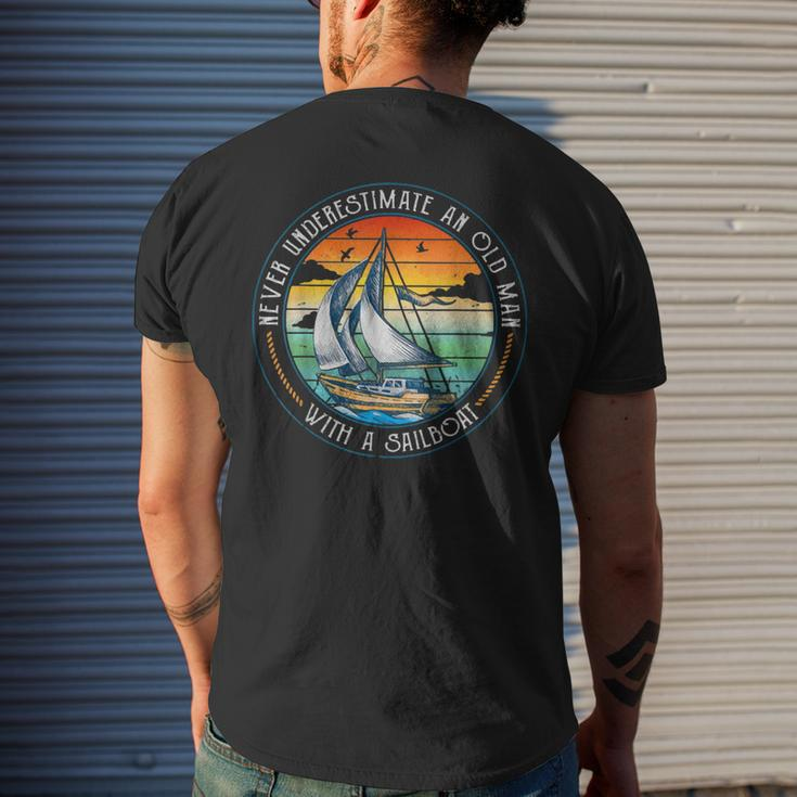 Never Underestimate An Old Man With A Sailboat Sailing Men's T-shirt Back Print Gifts for Him