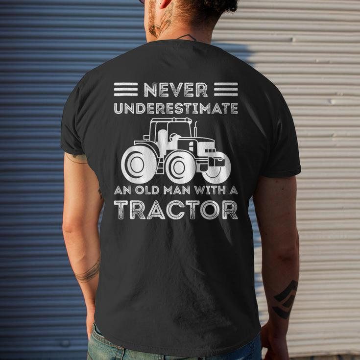 Never Underestimate An Old Man With A Tractor Farmers Men's T-shirt Back Print Gifts for Him