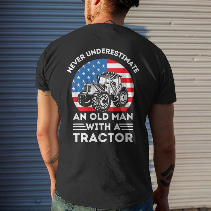 Never Underestimate An Old Man With A Tractor Retro Vintage Men's T-shirt Back Print Gifts for Him