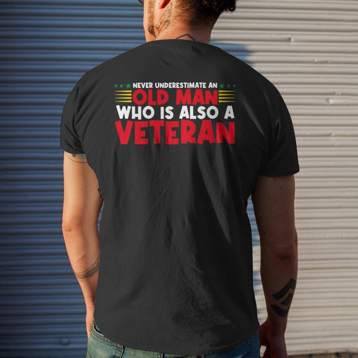 Never Underestimate An Old Man Who Is Also A Veteran Grandpa Men's T-shirt Back Print Gifts for Him