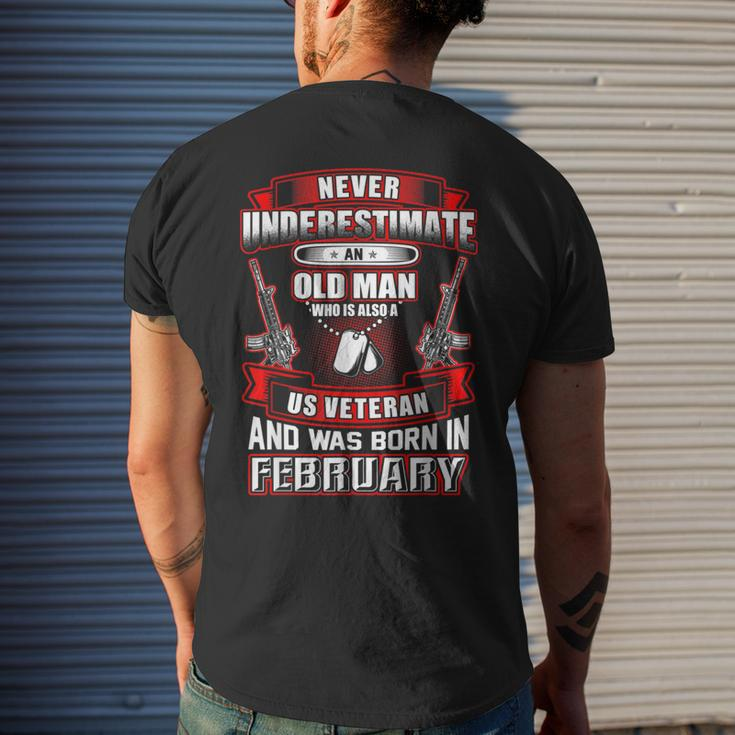 Never Underestimate An Old Us Veteran Born In February Men's T-shirt Back Print Gifts for Him