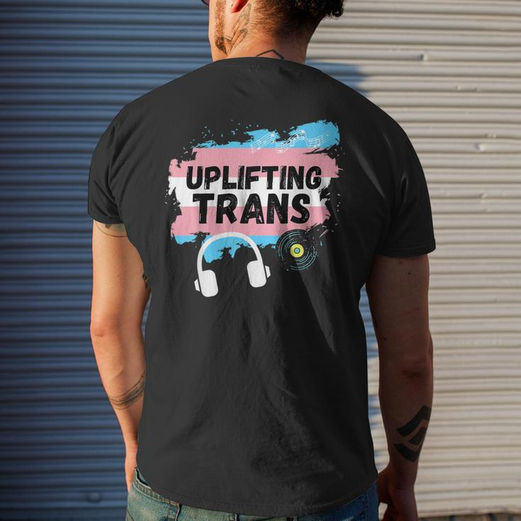 Uplifting Trance With Trans Flag Men's T-shirt Back Print Gifts for Him