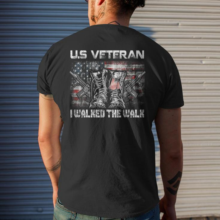 Us Veteran I Walked The Walk Combat Boots Dogtag Usa Flag Mens Back Print T-shirt Gifts for Him