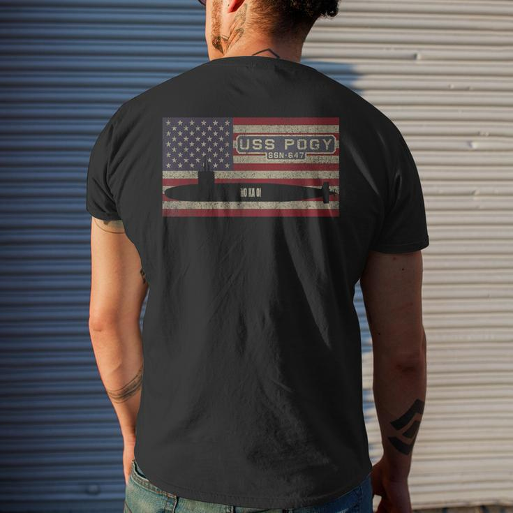 Uss Pogy Ssn-647 Nuclear Submarine Usa Flag Men's T-shirt Back Print Gifts for Him