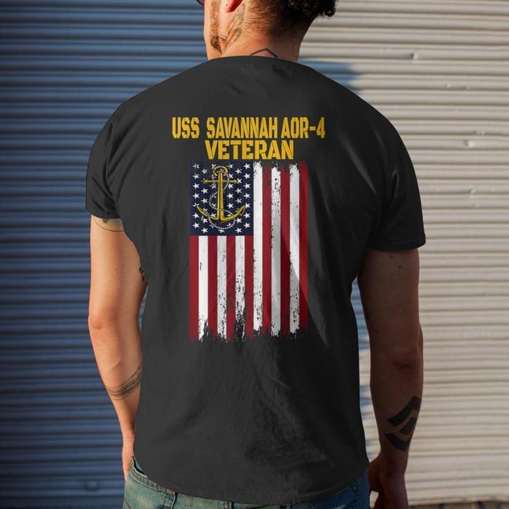 Uss Savannah Aor-4 Replenishment Oiler Ship Veterans Day Men's T-shirt Back Print Gifts for Him