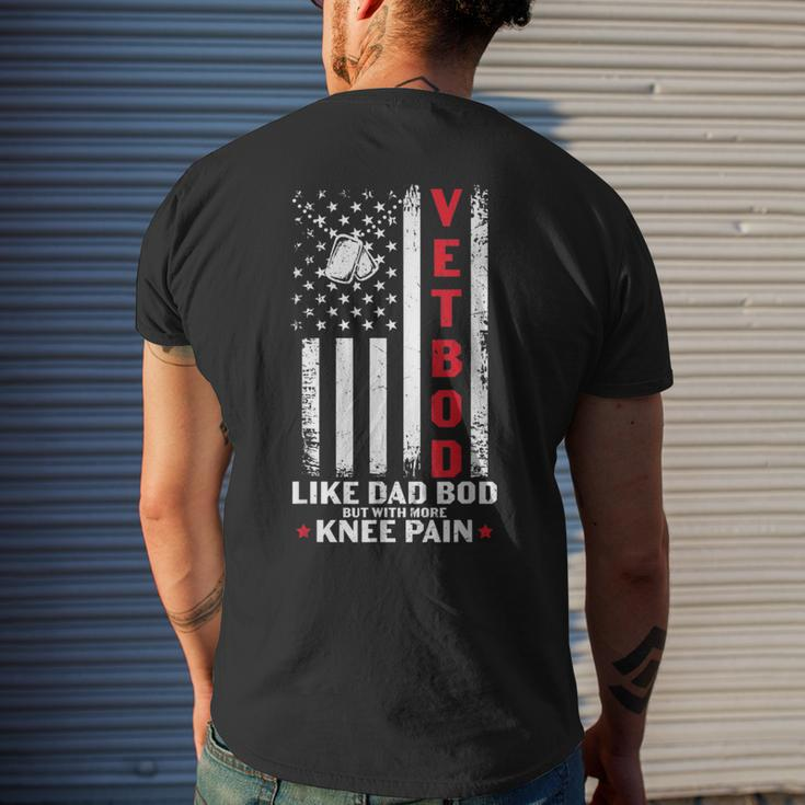 Vet Bod Like Dad Bod US Flag Dog Tag Veteran Men's T-shirt Back Print Gifts for Him