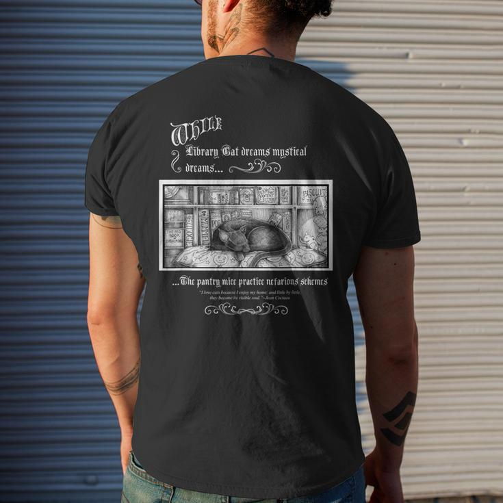 Victorian Library Cat Men's T-shirt Back Print Gifts for Him