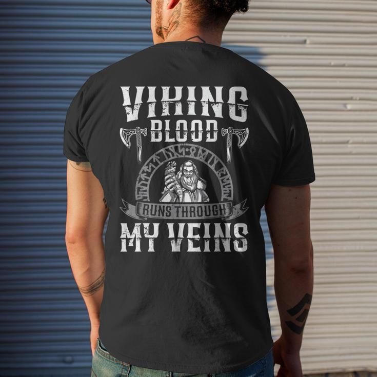 Viking Blood Runs Through My Veins Us Independence Day Ax Men's T-shirt Back Print Gifts for Him