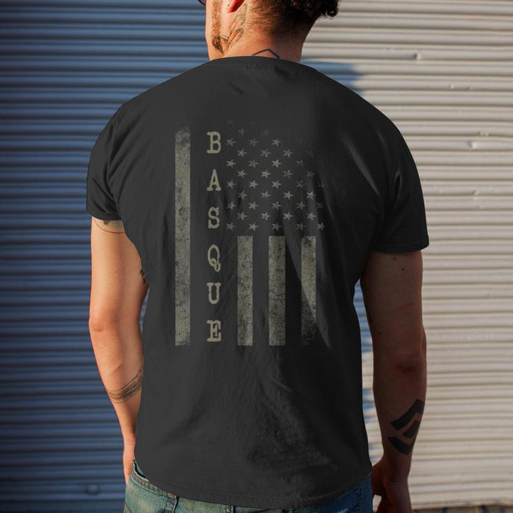 Basque Pride Vintage American Flag Basque Pride Mens Back Print T-shirt | Mazezy