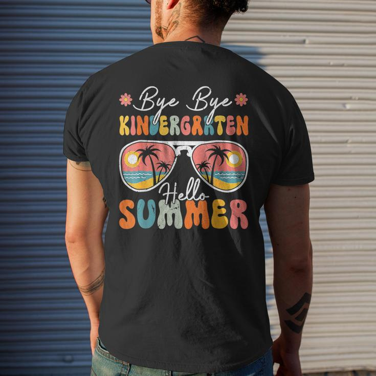 Vintage Bye Bye Kindergarten Hello Summer Last Day Of School Mens Back Print T-shirt Gifts for Him
