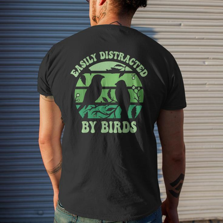 Vintage Easily Distracted By Birds Funny For Bird Watcher Gifts For Bird Lovers Funny Gifts Mens Back Print T-shirt Gifts for Him