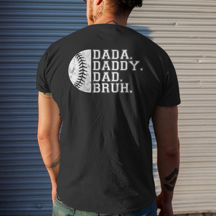 Vintage Fathers Day Dada Daddy Dad Bruh Baseball Mens Back Print T-shirt Gifts for Him