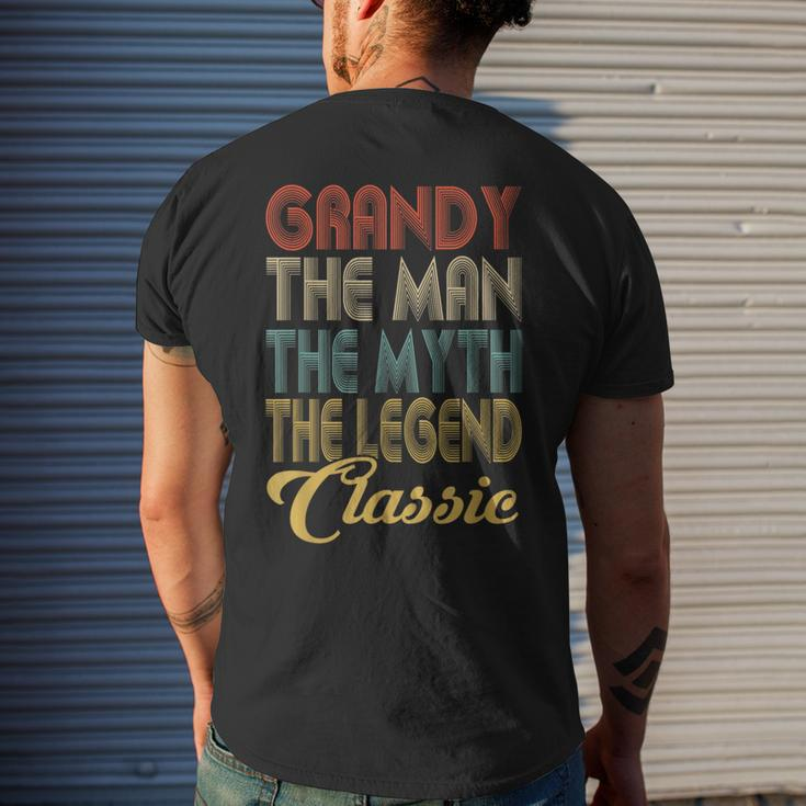Vintage Grandy The Man Myth Legend Grandpa Gift Retro Mens Back Print T-shirt Gifts for Him