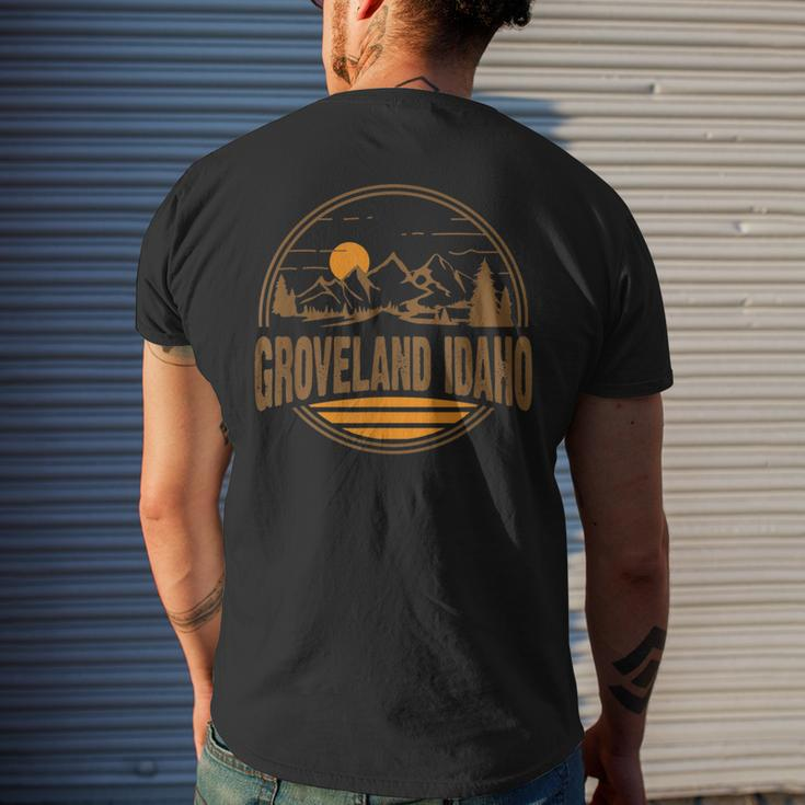 Vintage Groveland Idaho Mountain Hiking Souvenir Print Men's T-shirt Back Print Gifts for Him