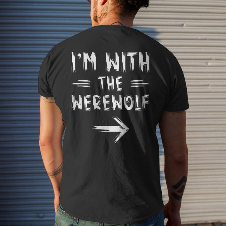 Vintage I´M With The Werewolf Full Moon Wolf Halloween Party Gifts For Wolf Lovers Funny Gifts Mens Back Print T-shirt Gifts for Him