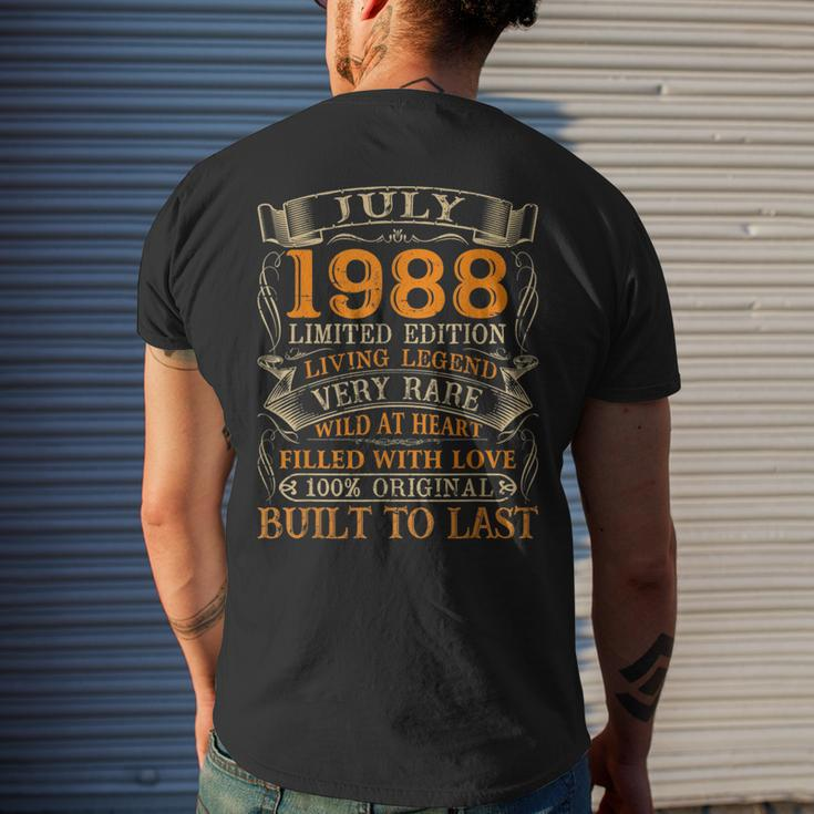 Vintage July 1988 32 Years Old 32Nd Birthday Gifts Mens Back Print T-shirt Gifts for Him