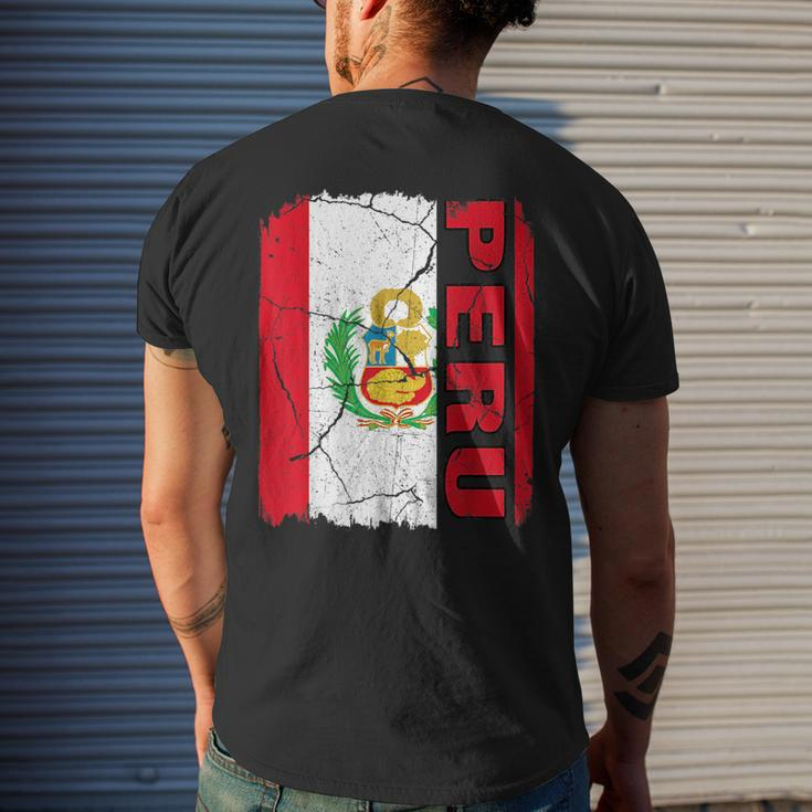 Vintage Peruvian Flag Peru Pride Roots Heritage Gift Mens Back Print T-shirt Gifts for Him