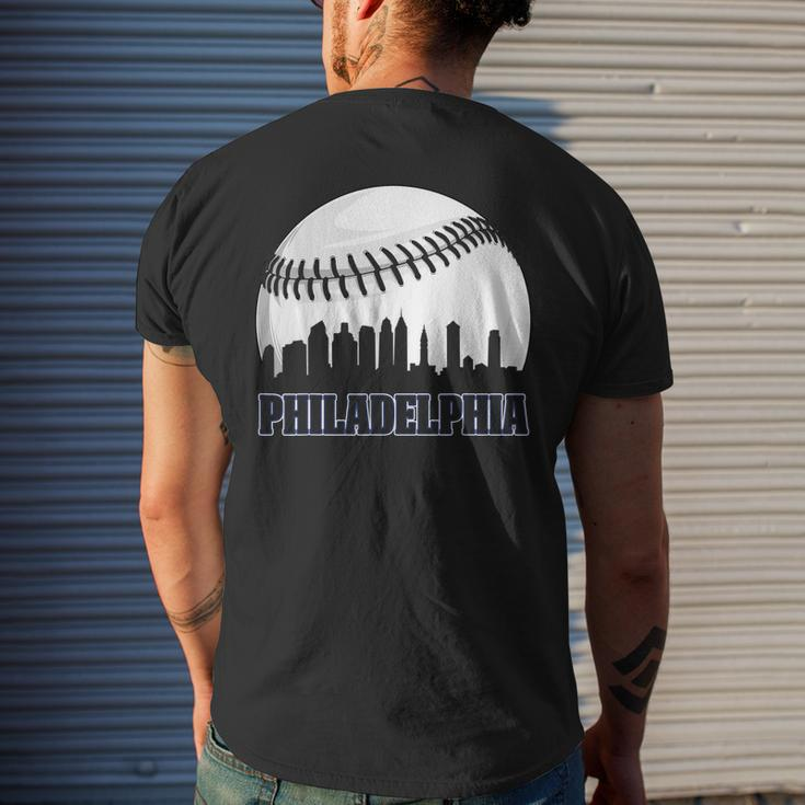 Vintage Philadelphia Baseball Skyline Retro Philly Cityscap Men's Back Print T-shirt Gifts for Him