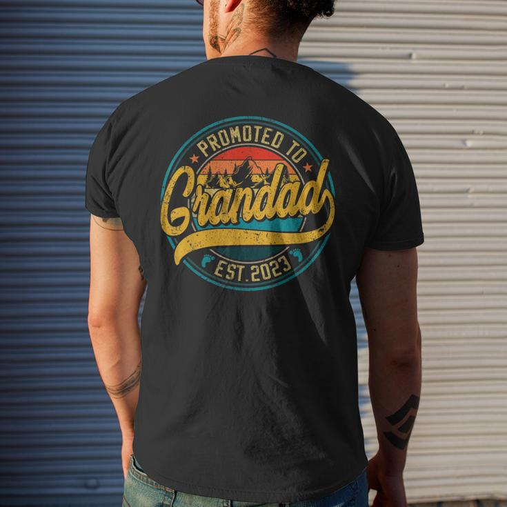 Vintage Promoted To Great Grandad Est 2023 Family Mens Back Print T-shirt Gifts for Him