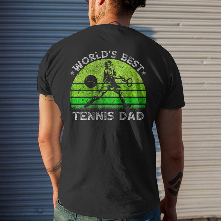 Vintage Retro Worlds Best Tennis Dad Silhouette Sunset Men's Back Print T-shirt Gifts for Him