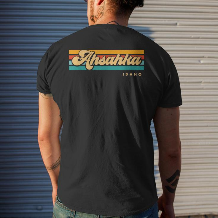 Vintage Sunset Stripes Ahsahka Idaho Men's T-shirt Back Print Gifts for Him