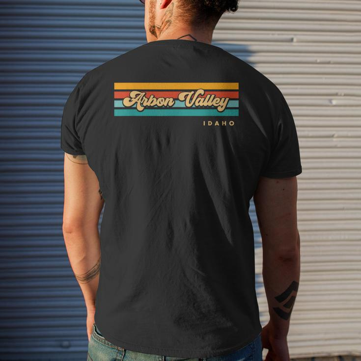 Vintage Sunset Stripes Arbon Valley Idaho Men's T-shirt Back Print Gifts for Him