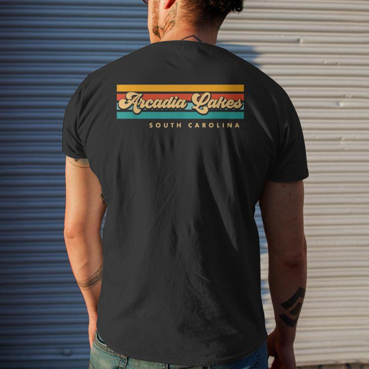 Vintage Sunset Stripes Arcadia Lakes South Carolina Men's T-shirt Back Print Gifts for Him