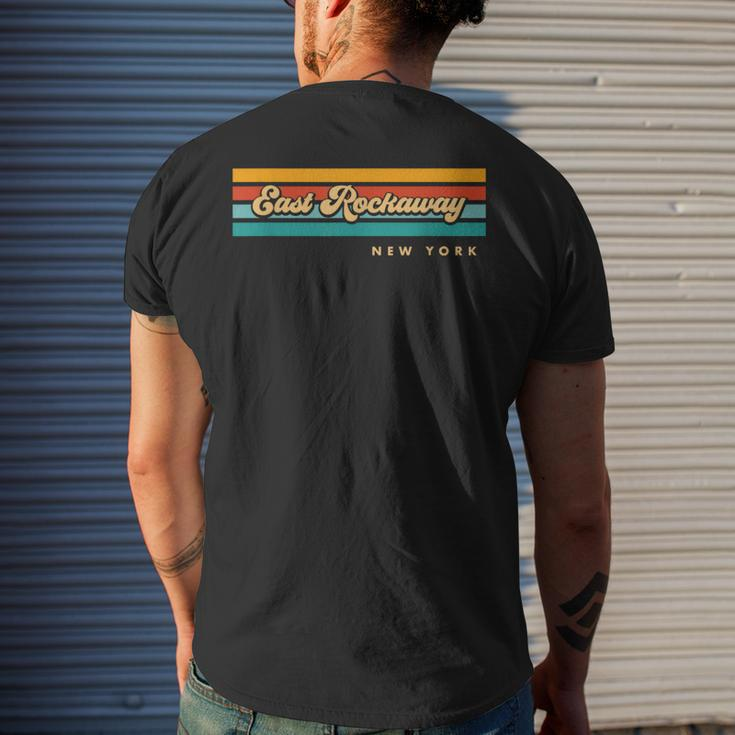 Vintage Sunset Stripes East Rockaway New York Men's T-shirt Back Print Gifts for Him
