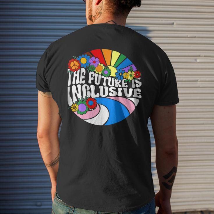 Vintage The Future Is Inclusive Lgbt Gay Rights Pride Mens Back Print T-shirt Gifts for Him