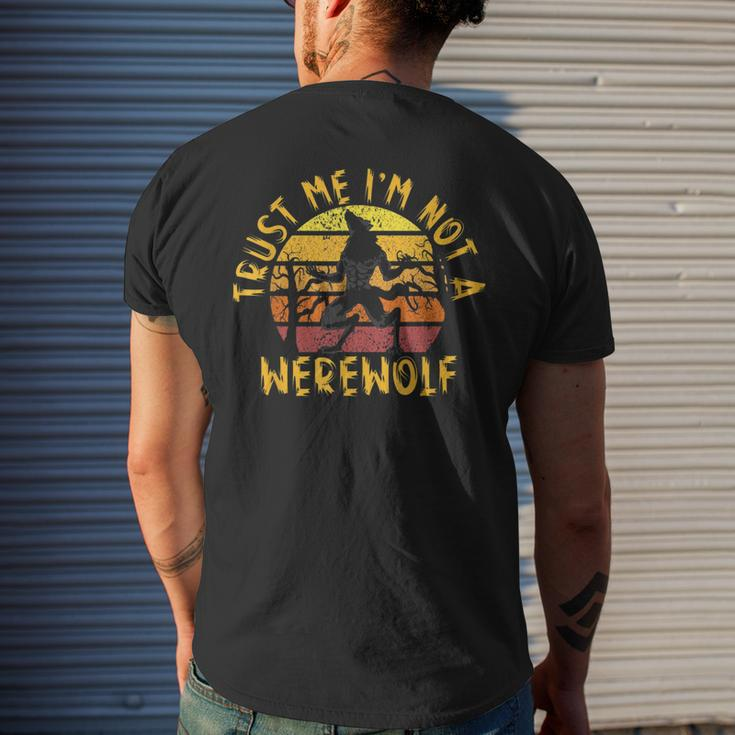 Vintage Trust Me I´M Not A Werewolf Full Moon Wolf Halloween Gifts For Wolf Lovers Funny Gifts Mens Back Print T-shirt Gifts for Him