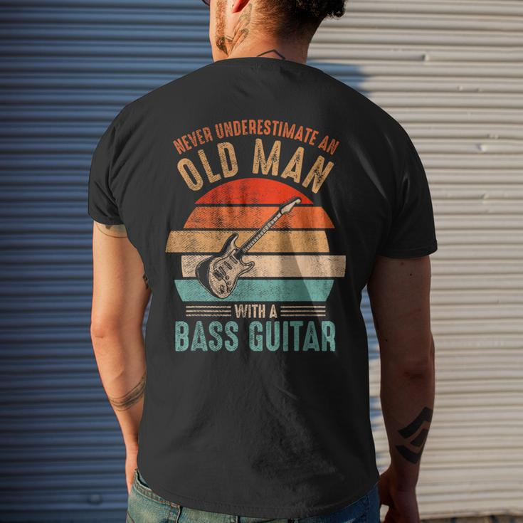 Vintage Never Underestimate An Old Man With A Bass Guitar Men's T-shirt Back Print Gifts for Him