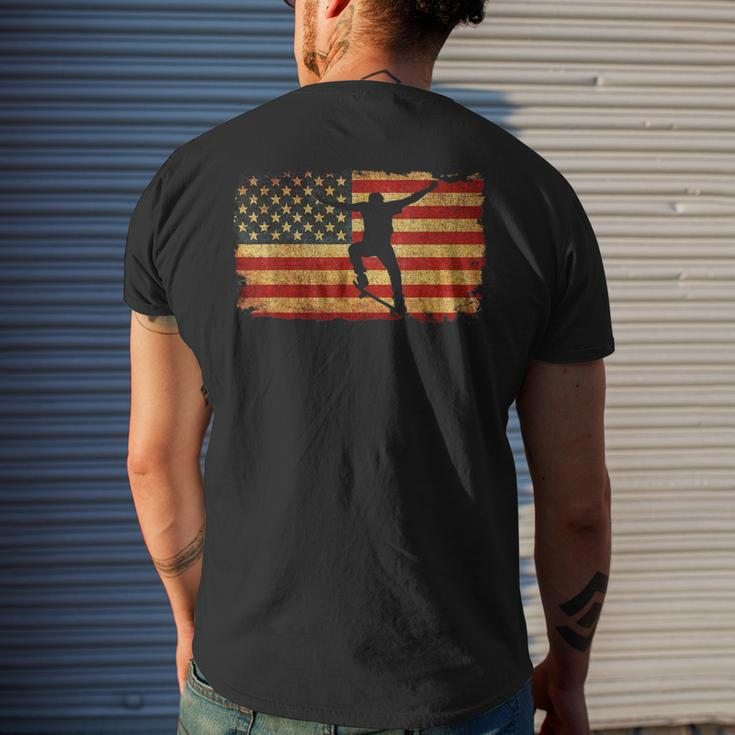Vintage Us Flag SkateboardingRetro Skateboard Men's T-shirt Back Print Gifts for Him