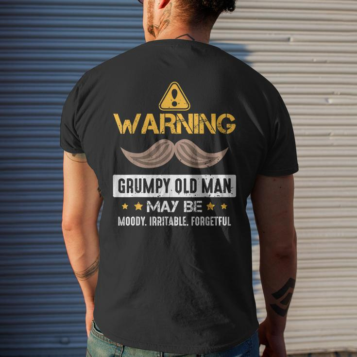 Warning Grumpy Old Man Bad Mood Forgetful Irritable Men's Back Print T-shirt Gifts for Him