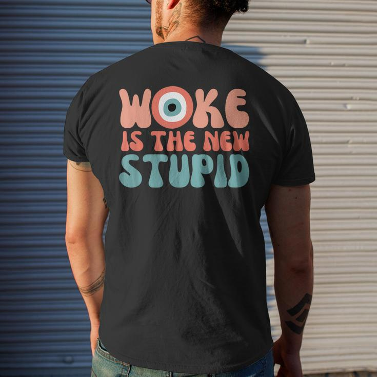 Woke Is The New Stupid Funny Anti Woke Conservative Mens Back Print T-shirt Gifts for Him