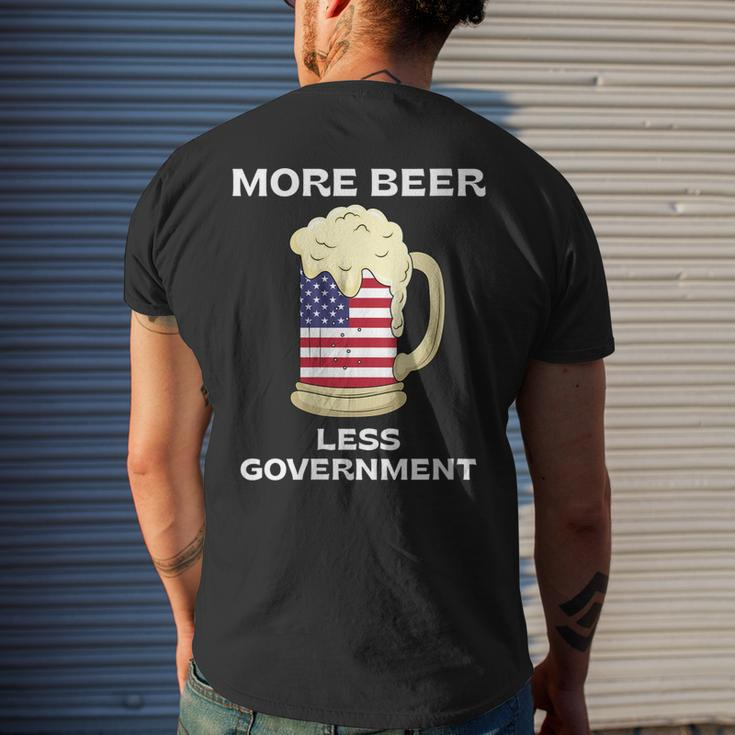 Womens More Beer Less Government Patriotic July 4Th American Flag Mens Back Print T-shirt Gifts for Him