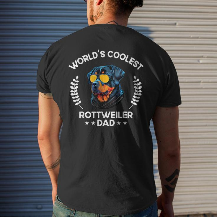 Worlds Coolest Dog Dad Papa - Men Rottweiler Mens Back Print T-shirt Gifts for Him