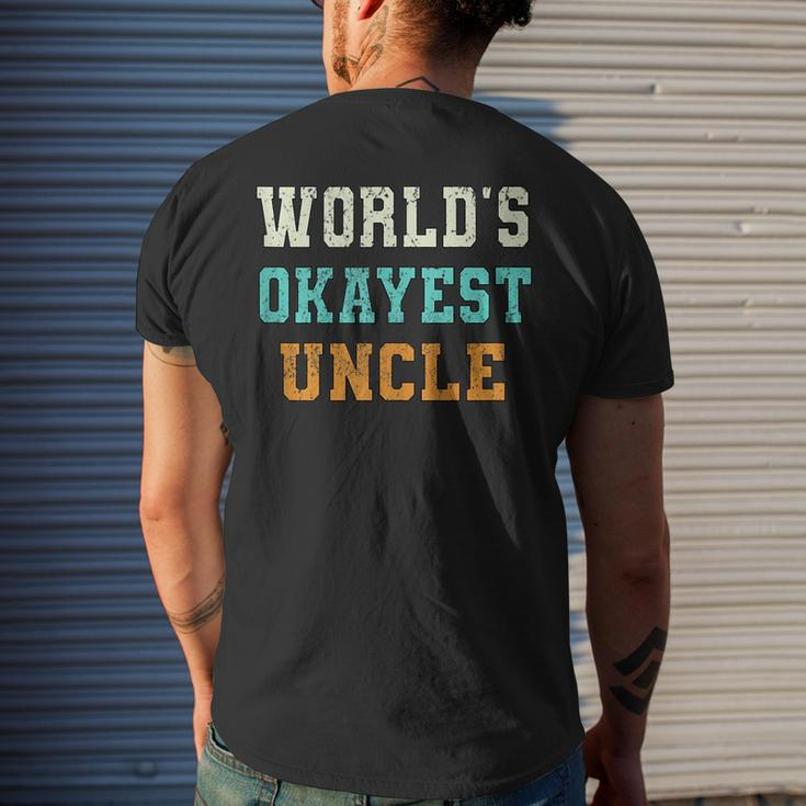 Worlds Okayest Uncle Funny Joke Distressed Mens Back Print T-shirt Gifts for Him