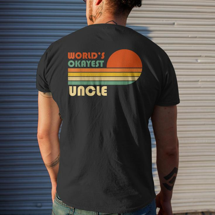 Worlds Okayest Uncle Funny Retro Mens Back Print T-shirt Gifts for Him