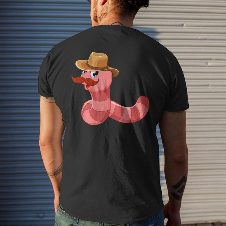 Worm With A Mustache Funny Worm With A Mustache Mens Back Print T-shirt Gifts for Him